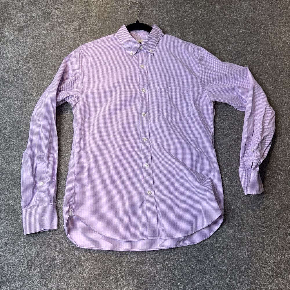 J.Crew Men’s Purple Gingham Check‎ Shirt S 14-14.5 Button Down 100% Cotton